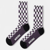 Paarse en witte raceclausule sokken (Links)