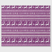 Paarse en witte rendierbloem Modern Christmas Cadeaupapier (Vlak)