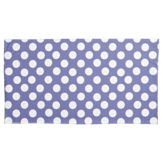 Paarse en witte retro polka stippen kussensloop (Voorkant-Links)