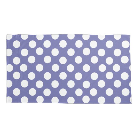 Paarse en witte retro polka stippen kussensloop (Achterkant-Links)