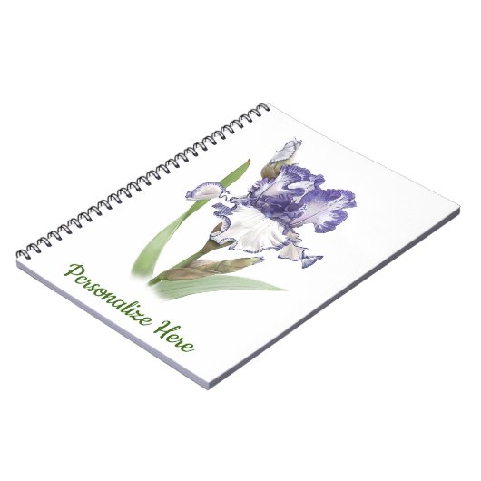 Paarse en witte rode Iris Notitieboek (Linkerzijde)