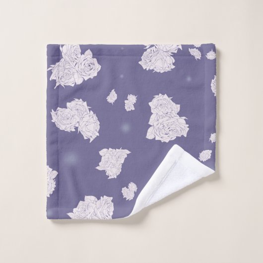 Paarse en witte rozen bad handdoek (Wasdoekje)
