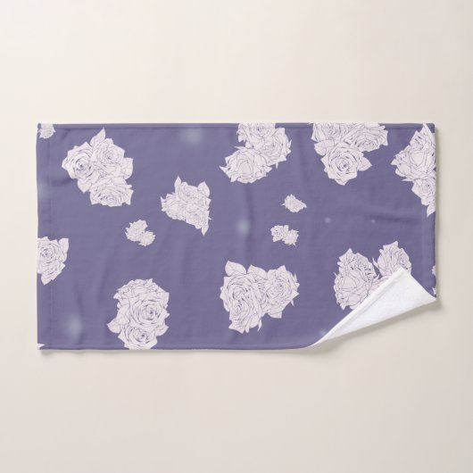 Paarse en witte rozen bad handdoek (Handdoek)