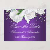 Paarse en witte rozen Sla de datum op Aankondigingskaart (Voorkant)