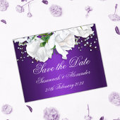 Paarse en witte rozen Sla de datum op Aankondigingskaart