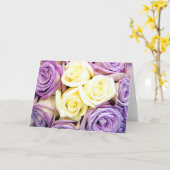 Paarse en witte rozenkaarten kaart (Gele Bloem)