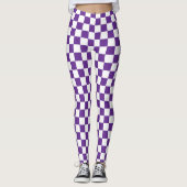 paarse en witte schaakbordpatroon leggings (Voorkant)