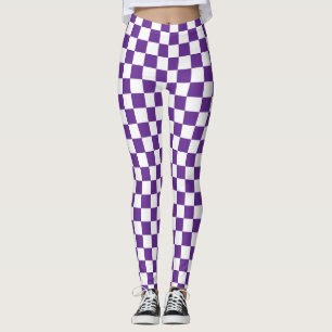 paarse en witte schaakbordpatroon leggings