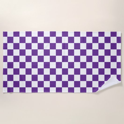 paarse en witte schaakbordpatroon strandlaken (Voorkant)