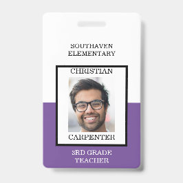 Paarse en Witte School Foto Docent Badge