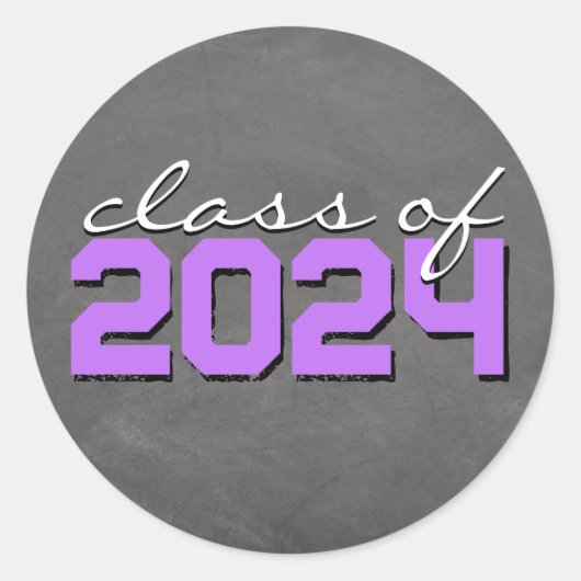 Paarse en Witte Schoolbord Afstudeer Stickers (Voorkant)