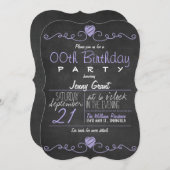 Paarse en witte schoolbord rustieke verjaardagsfee kaart (Voorkant / Achterkant)