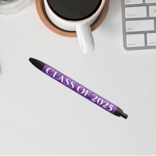 Paarse en witte schoolkleuren schooljaar zwarte inkt pen