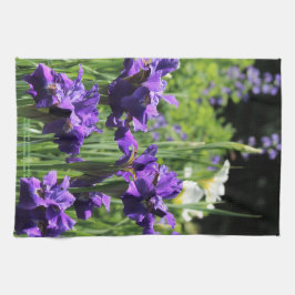 Paarse en witte Siberische iris, False Indigo Theedoek