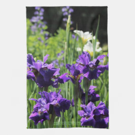 Paarse en witte Siberische iris, False Indigo Theedoek