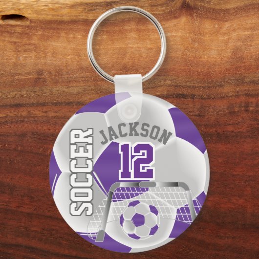 Paarse en witte ⚽ sleutelhanger (Voorkant)