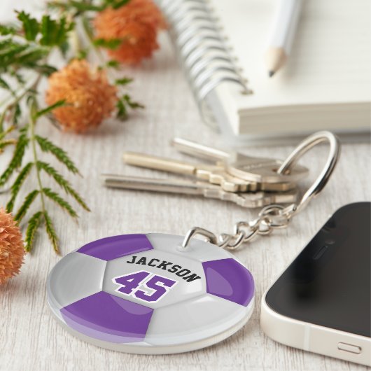 Paarse en witte ⚽ sleutelhanger (Voorkant Rechts)