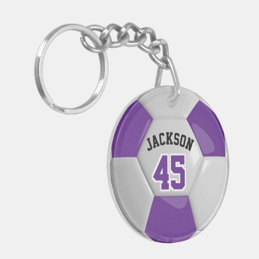 Paarse en witte ⚽ sleutelhanger (Voorkant Links)