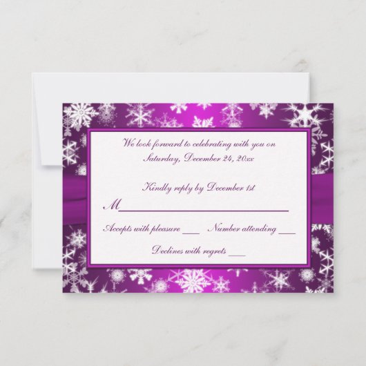 Paarse en witte sneeuwvlokken bruiloft antwoord Ka (Achterkant)