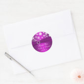 Paarse en witte sneeuwvlokken bruiloft gunst Stick Ronde Sticker (Envelop)