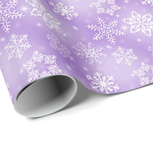 Paarse en witte sneeuwvlokken cadeaupapier (Rol Hoek)