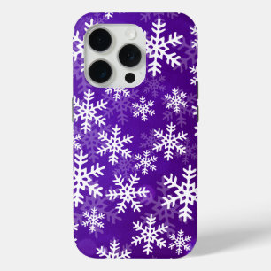 Paarse en witte sneeuwvlokken iPhone 15 pro case
