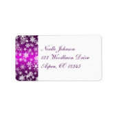 Paarse en witte sneeuwvlokken etiket (Voorkant)