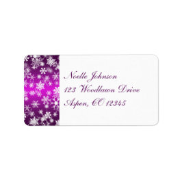 Paarse en witte sneeuwvlokken etiket