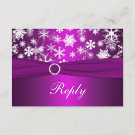 Paarse en Witte Sneeuwvlokken Huwelijk Antwoordkaa RSVP Kaartje