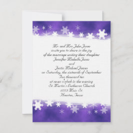 Paarse en witte sneeuwvlokken kaart