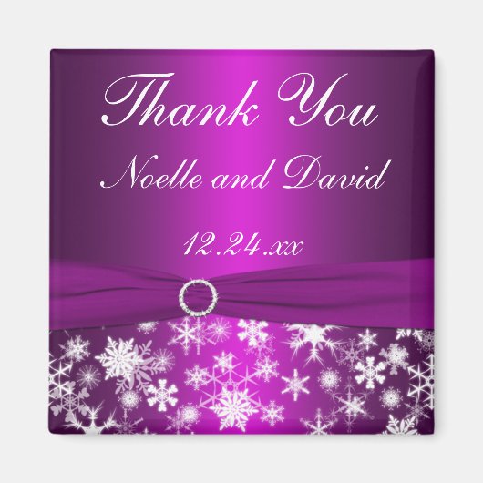 Paarse en witte sneeuwvlokken magneet (Voorkant)