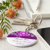 Paarse en witte sneeuwvlokken sleutelhanger (Zijkant)