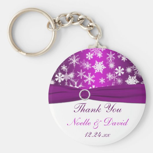 Paarse en witte sneeuwvlokken sleutelhanger (Voorkant)