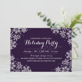 Paarse en witte Snowflake Holiday Party nodigt uit Kaart (Staand voorkant)