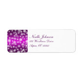 Paarse en witte Snowflakes Het Etiket van het Adre (Voorkant)