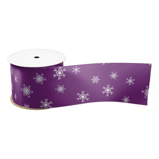 Paarse en witte snowflakes kerstcadeaus satijnen lint (Spoel)