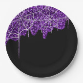Paarse en witte spiderweb Halloween Papieren Bordje (Voorkant)