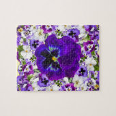 PAARSE EN WITTE SPRINGPANSIES VIGNETTE LEGPUZZEL (Horizontaal)