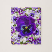 PAARSE EN WITTE SPRINGPANSIES VIGNETTE LEGPUZZEL (Verticaal)