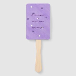 Paarse en witte sterren bruiloft hand fans handwaaier