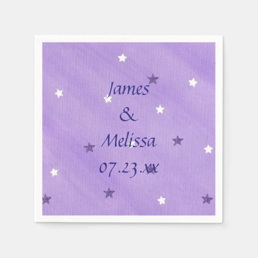 Paarse en witte sterren gepersonaliseerde servette servet (Voorkant)