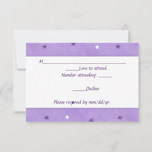 Paarse en witte sterren lavendel RSVP Response Kaa (Achterkant)