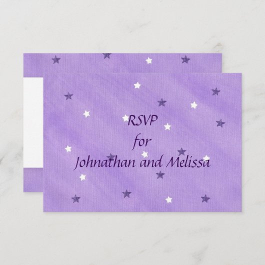 Paarse en witte sterren lavendel RSVP Response Kaa (Voorkant / Achterkant)