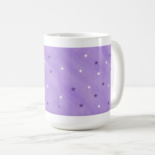 Paarse en witte sterren op lavender mokken (Voorkant rechts)