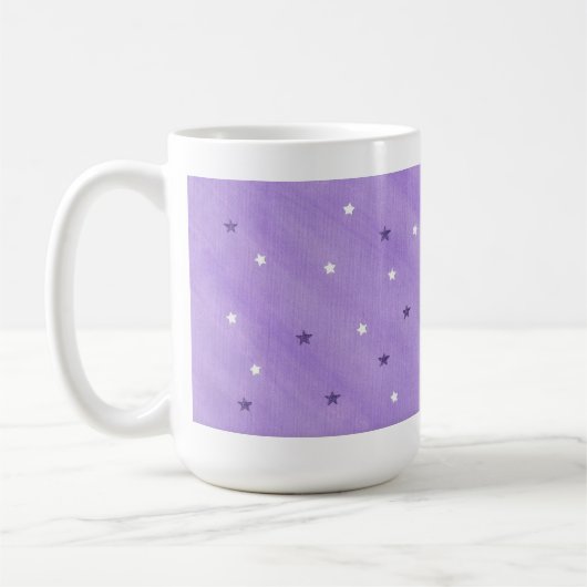 Paarse en witte sterren op lavender mokken (Links)