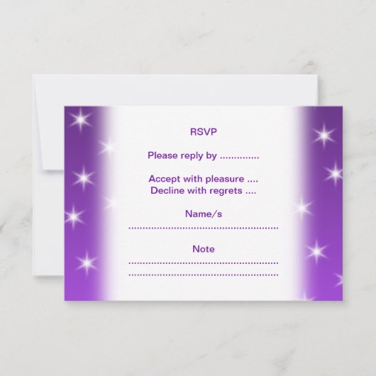Paarse en witte sterren, Patroon. RSVP Kaartje (Voorkant)