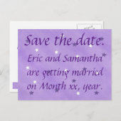 Paarse en witte sterren Sla de datum-Briefkaarten  Aankondigingskaart (Voorkant / Achterkant)