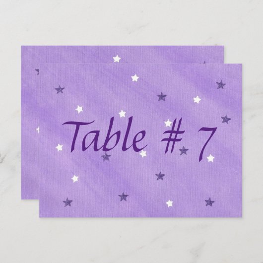 Paarse en witte sterren tabel nummer Briefkaarten (Voorkant / Achterkant)