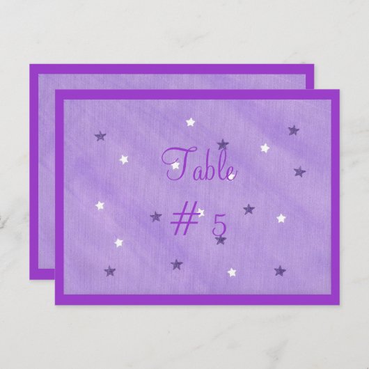 Paarse en witte sterren tabel nummer Briefkaarten (Voorkant / Achterkant)