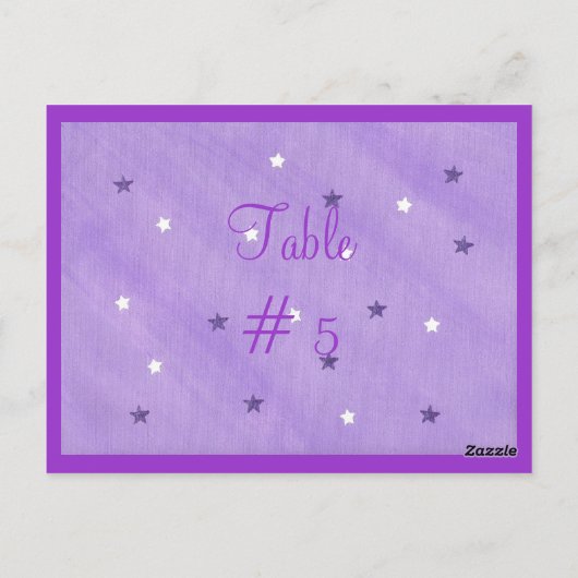 Paarse en witte sterren tabel nummer Briefkaarten (Achterkant)